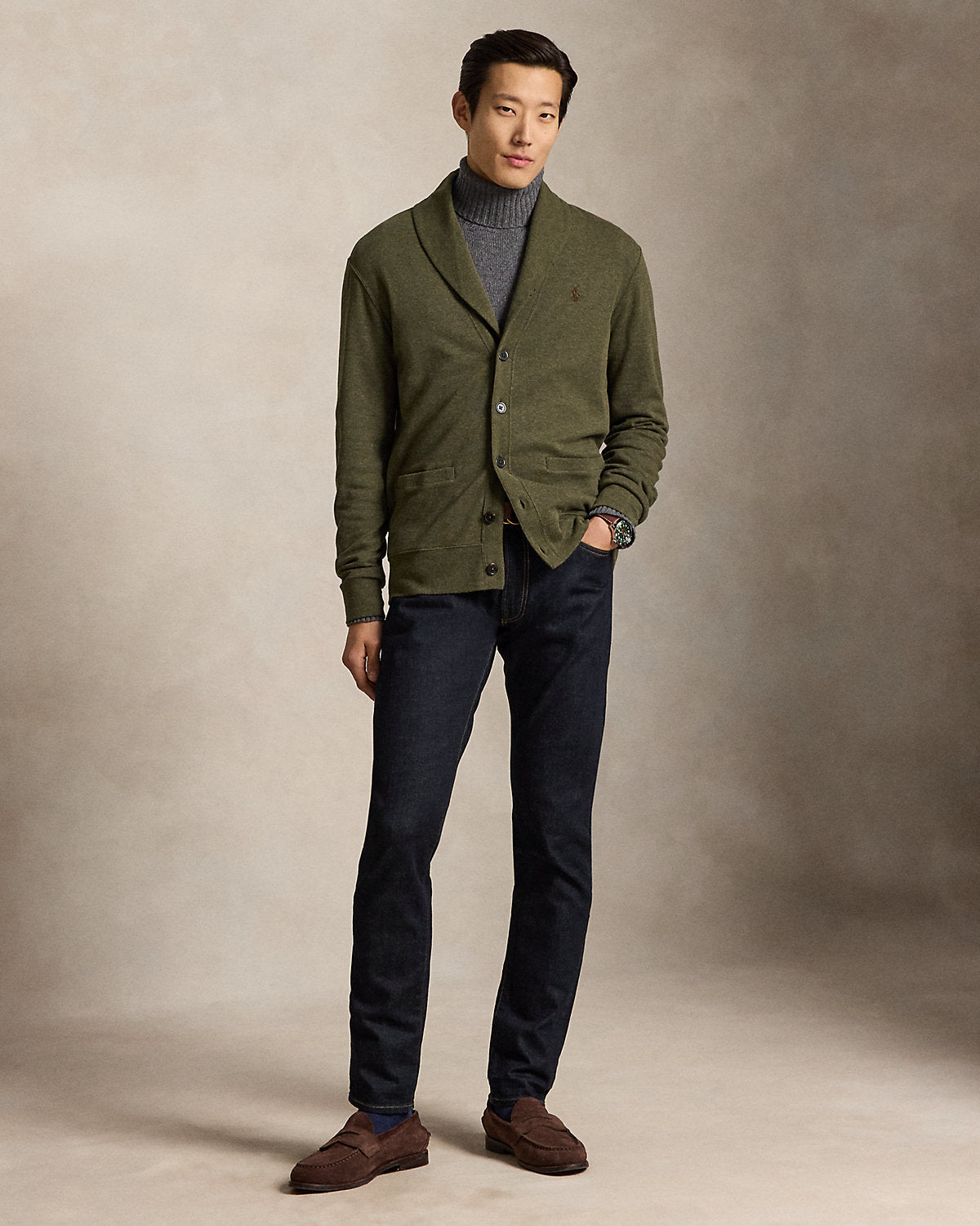 Luxury Jersey Shawl-Collar Cardigan