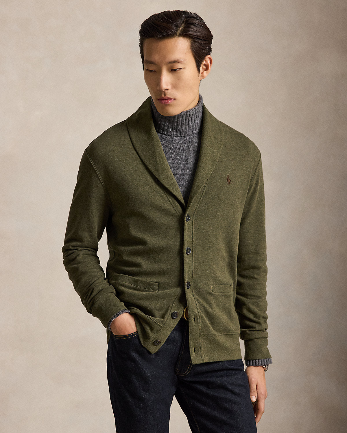 Luxury Jersey Shawl-Collar Cardigan