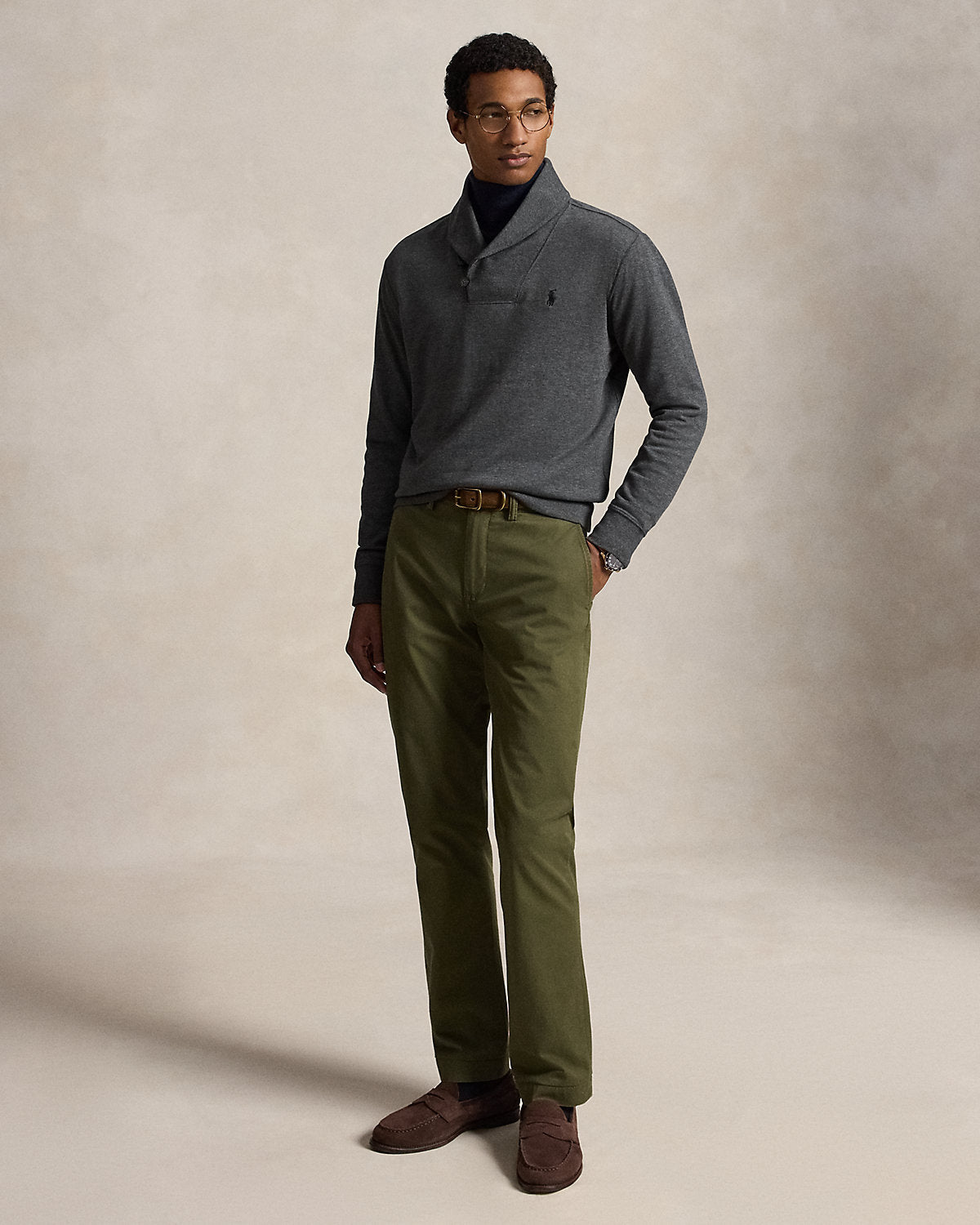 Luxury Jersey Shawl-Collar Pullover
