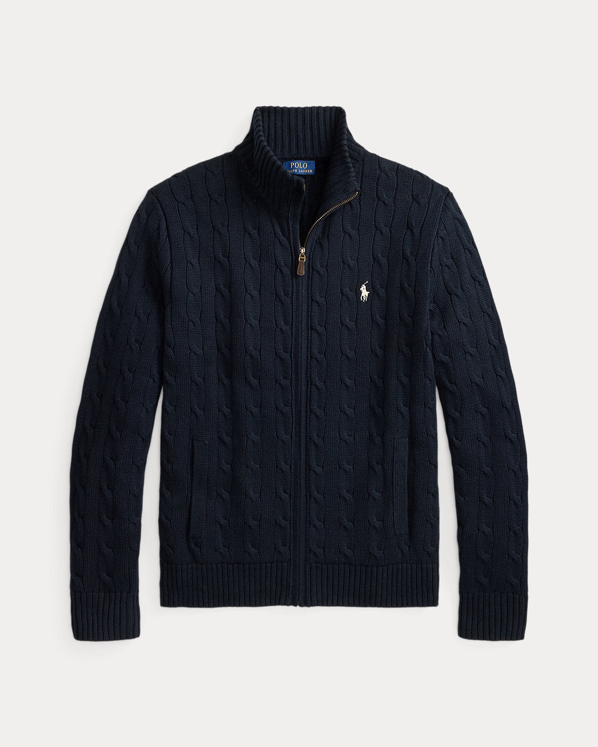 Cable-Knit Cotton Full-Zip Sweater