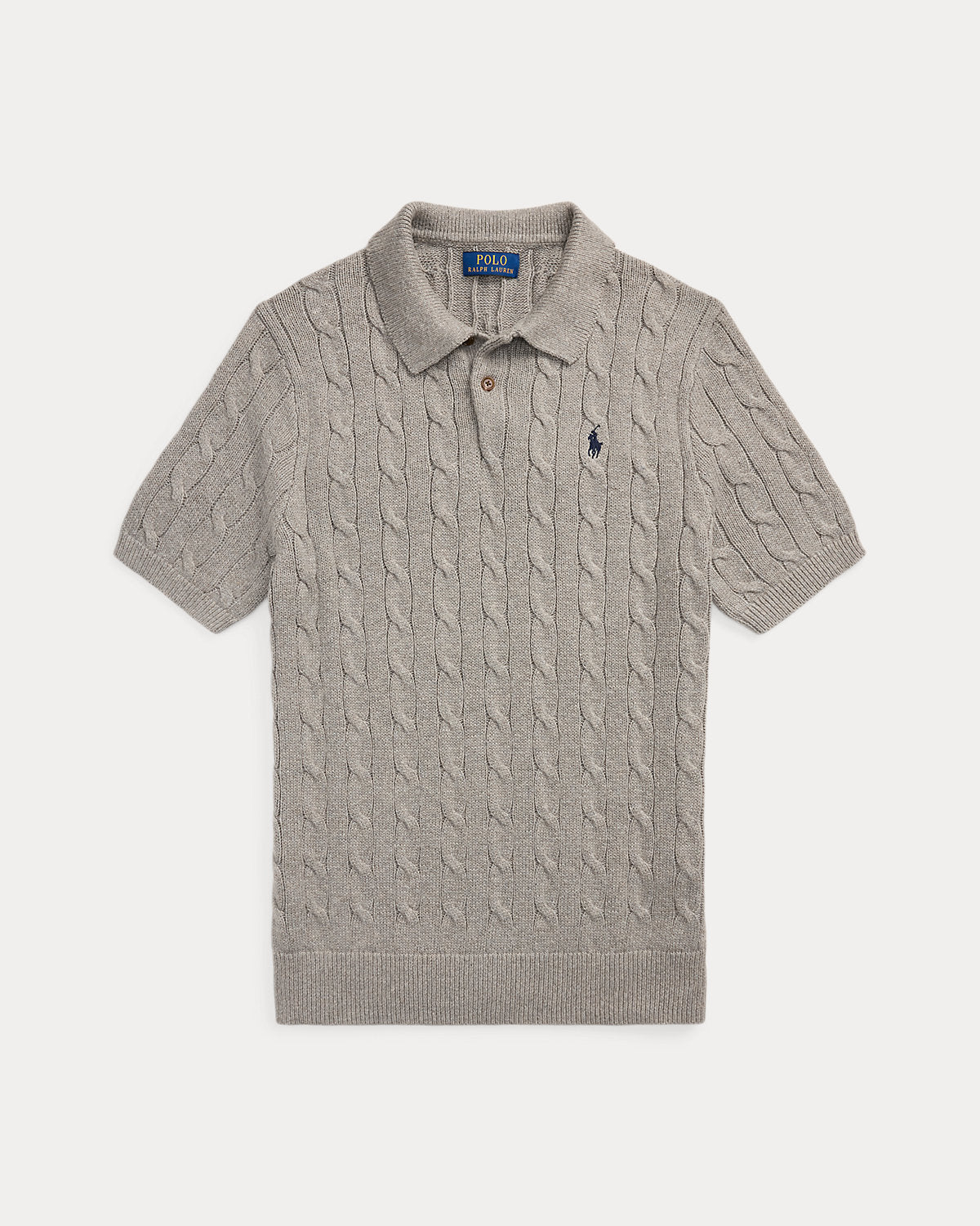 Cable-Knit Cotton Polo Sweater