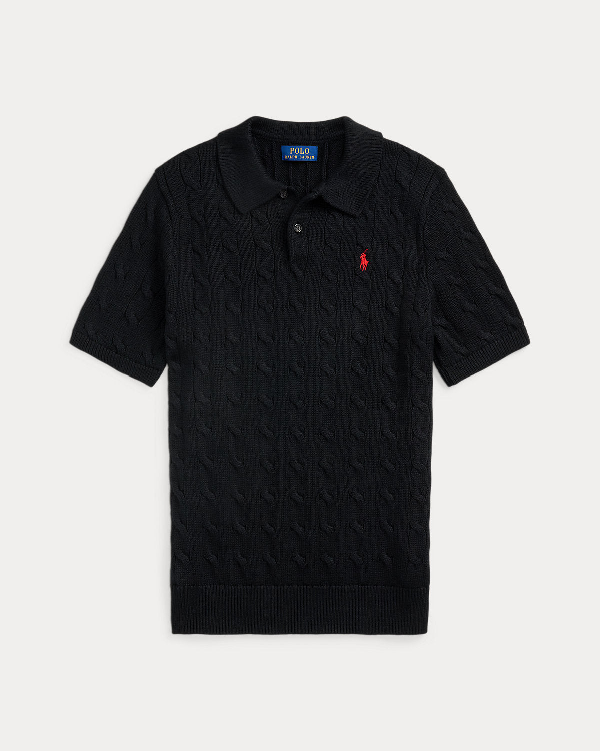 Cable-Knit Cotton Polo Sweater