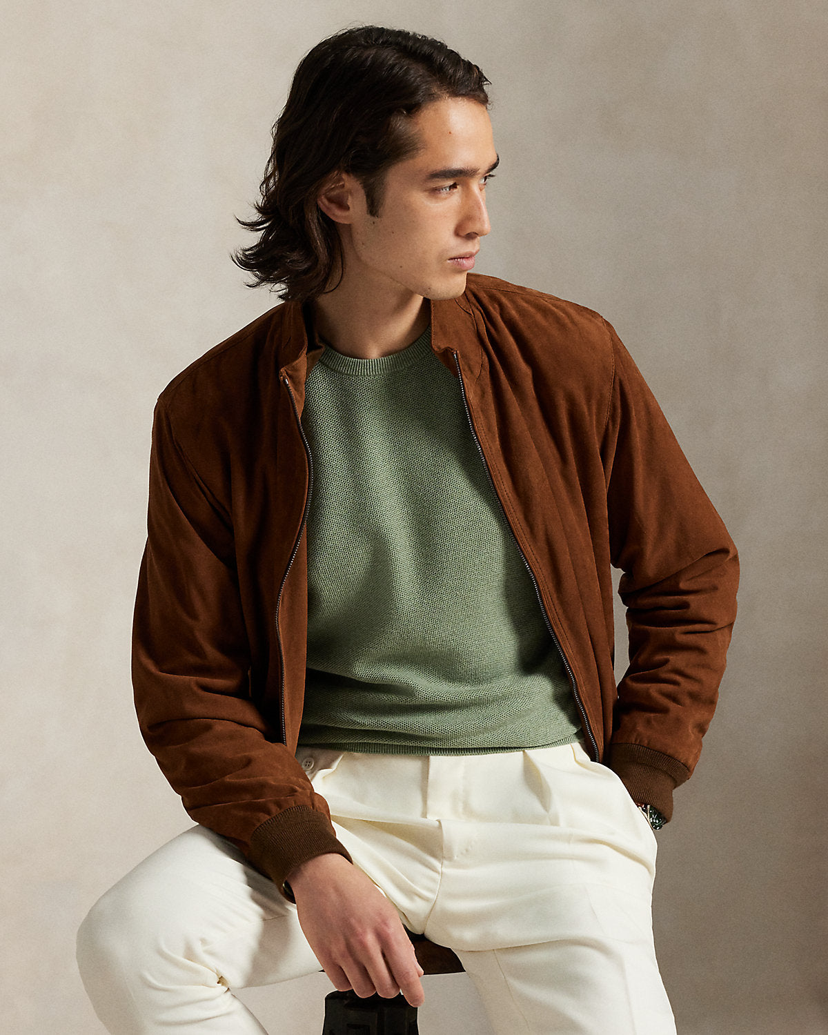 Mesh-Knit Cotton Crewneck Sweater