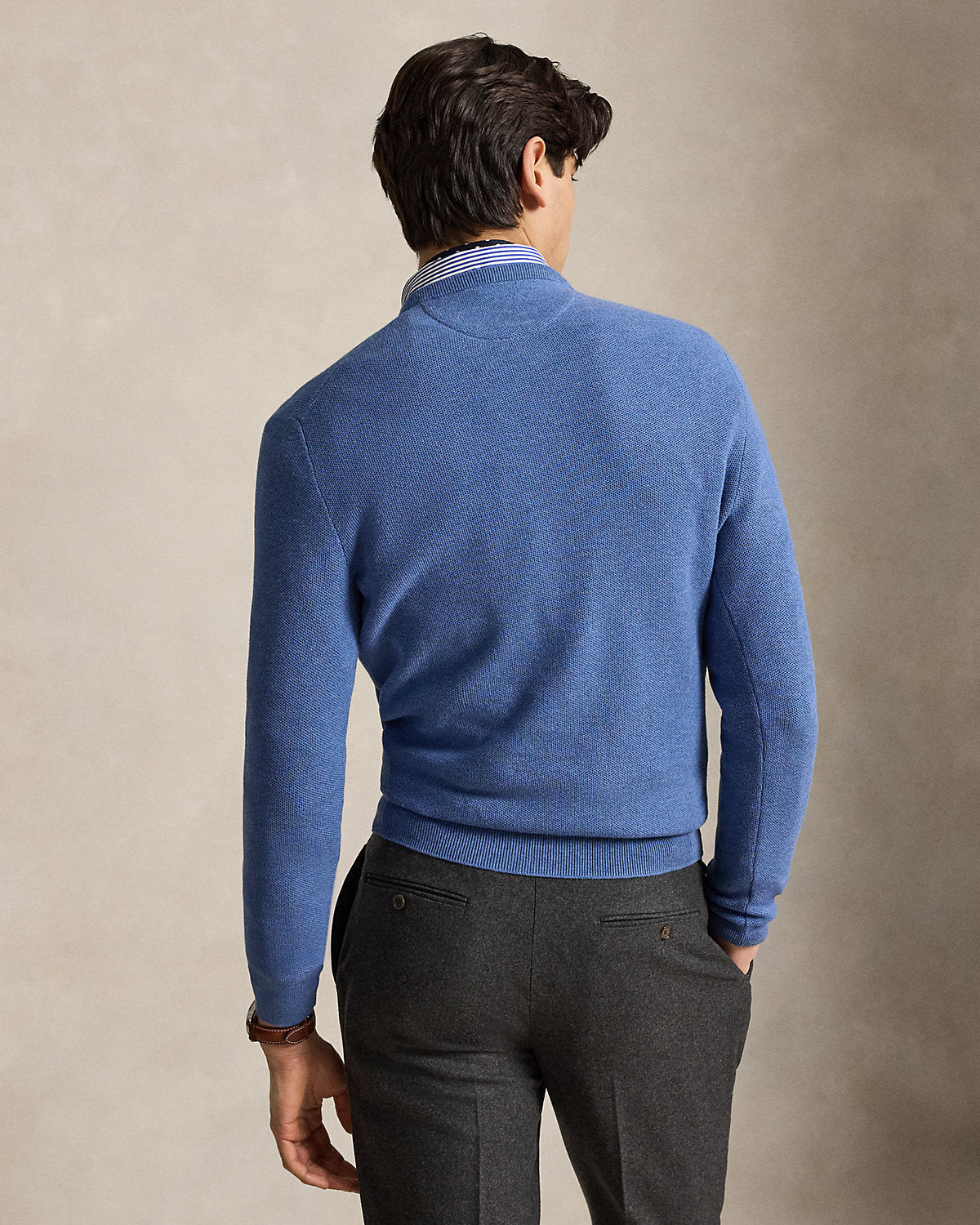 Mesh-Knit Cotton Crewneck Sweater