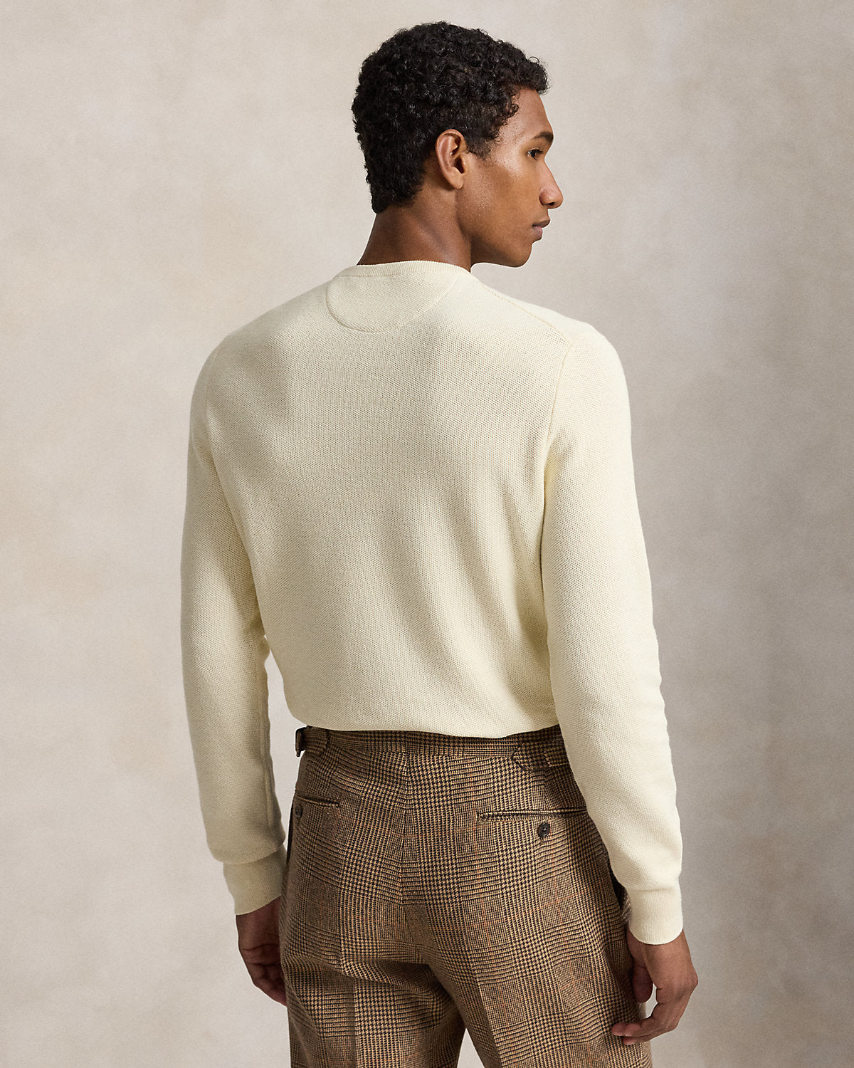 Mesh-Knit Cotton Crewneck Sweater