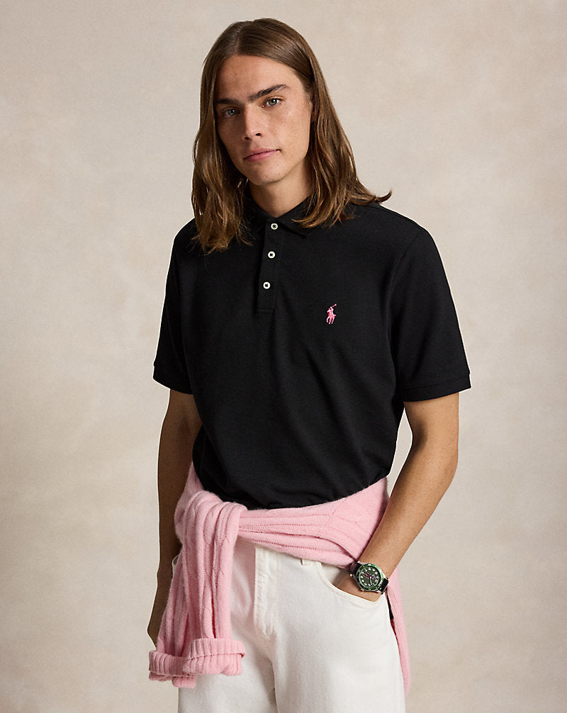 Pink Pony Stretch Mesh Polo Shirt Polo Black