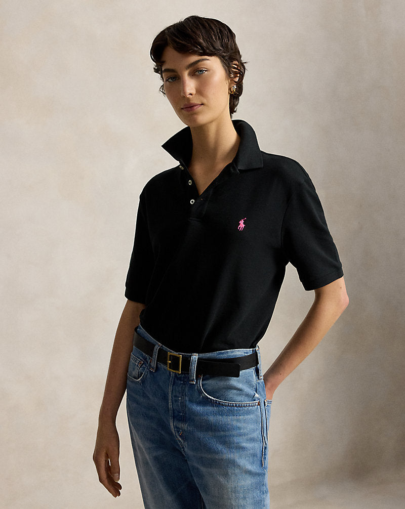 Pink Pony Stretch Mesh Polo Shirt Polo Black