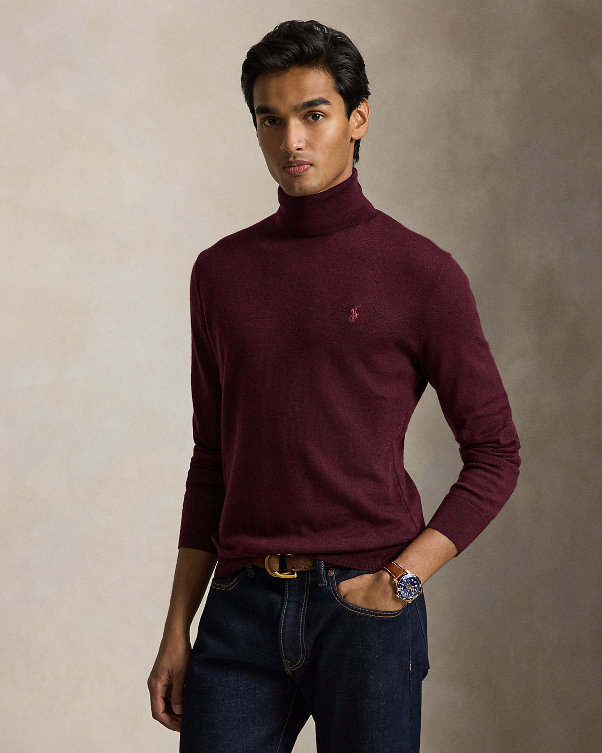 Washable Wool Turtleneck Sweater