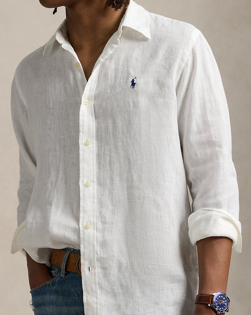 Slim Fit Linen Shirt Ceramic White
