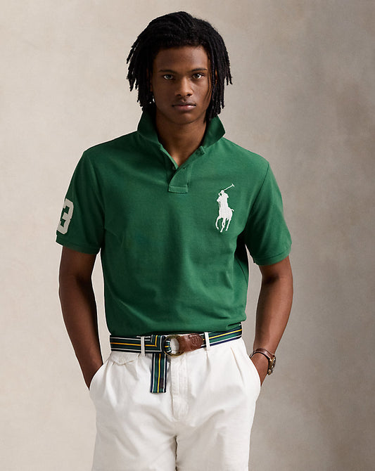 Custom Slim Fit Big Pony Mesh Polo Shirt Antique Green