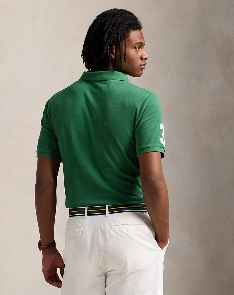 Custom Slim Fit Big Pony Mesh Polo Shirt Antique Green