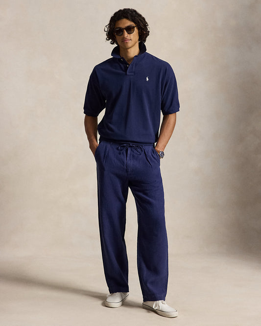 Lateef Relaxed Fit Pleated Linen Pant