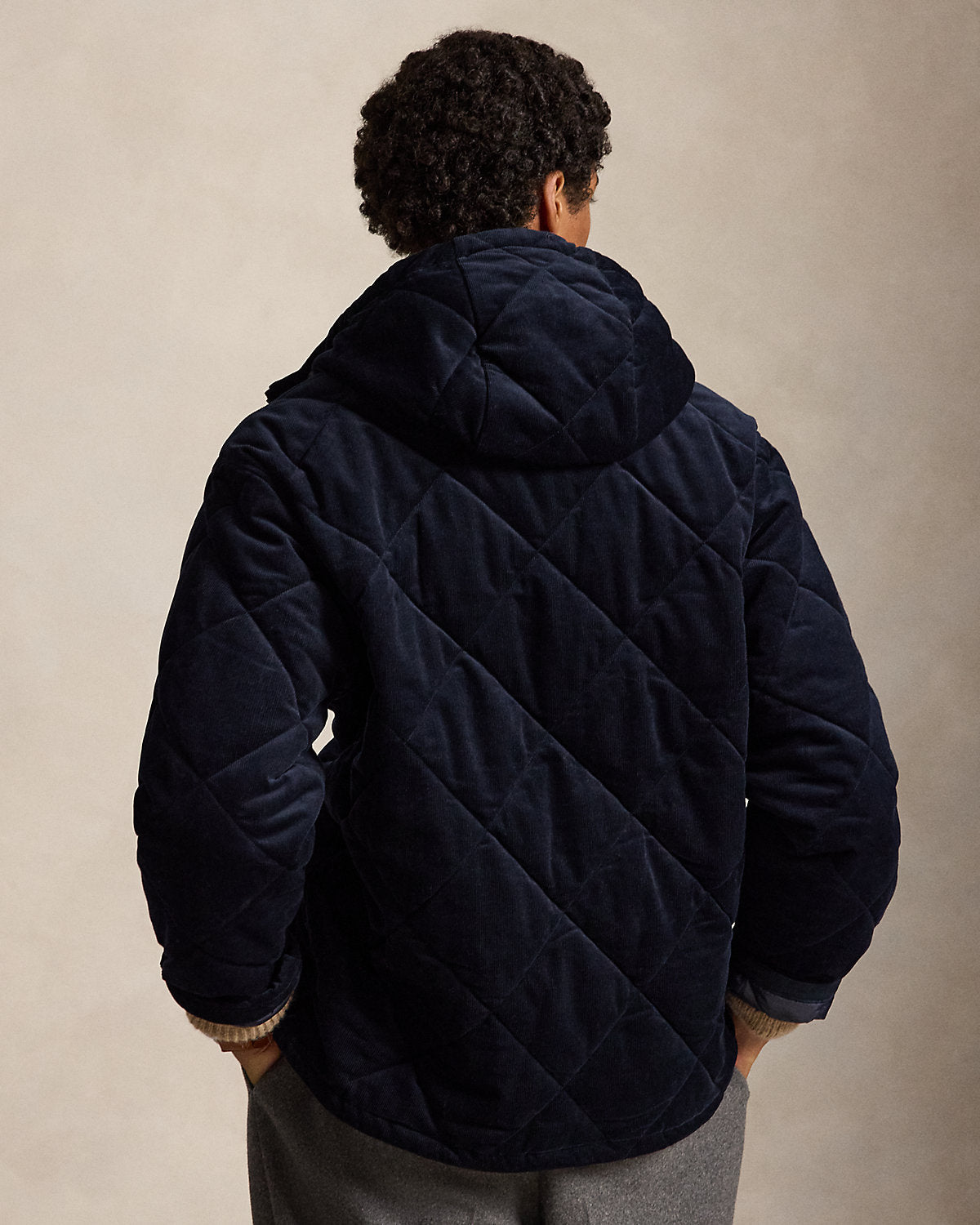 Quilted Corduroy Hooded Jacket