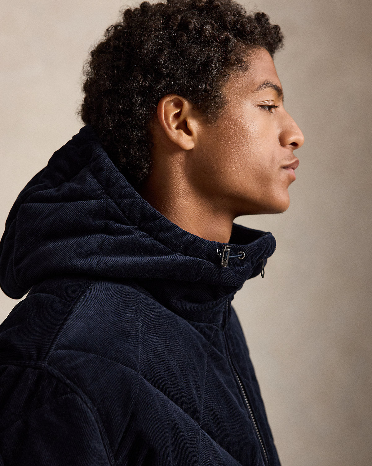 Quilted Corduroy Hooded Jacket