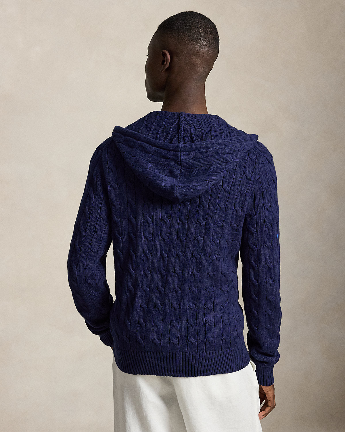 Cable-Knit Cotton Hooded Sweater