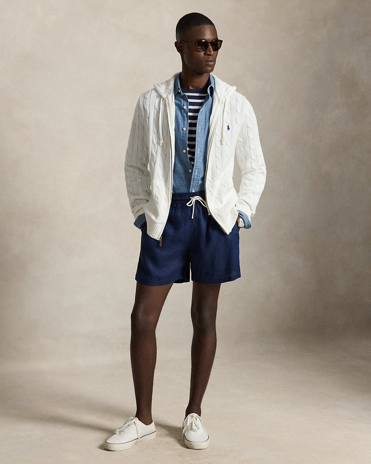 Cable-Knit Cotton Hooded Sweater
