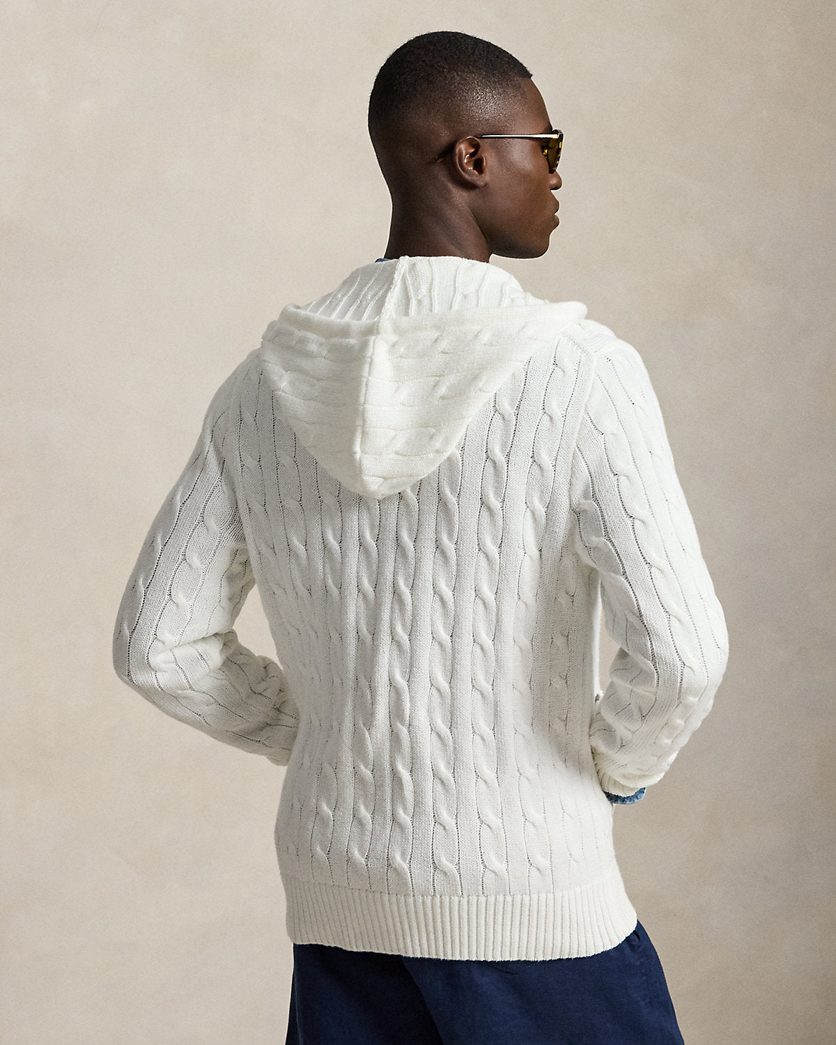 Cable-Knit Cotton Hooded Sweater