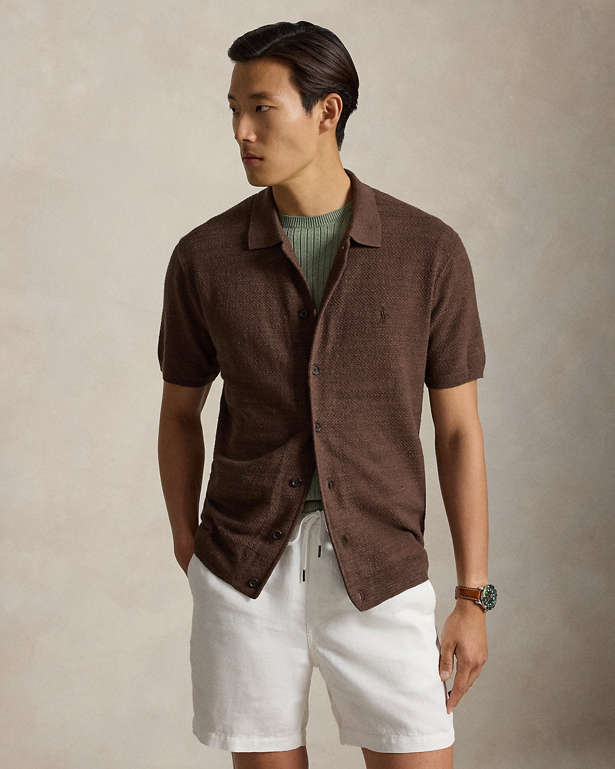 Cotton-Linen Camp Shirt Sweater