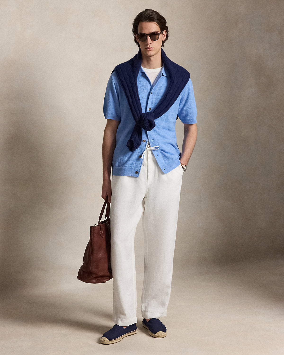Cotton-Linen Camp Shirt Sweater