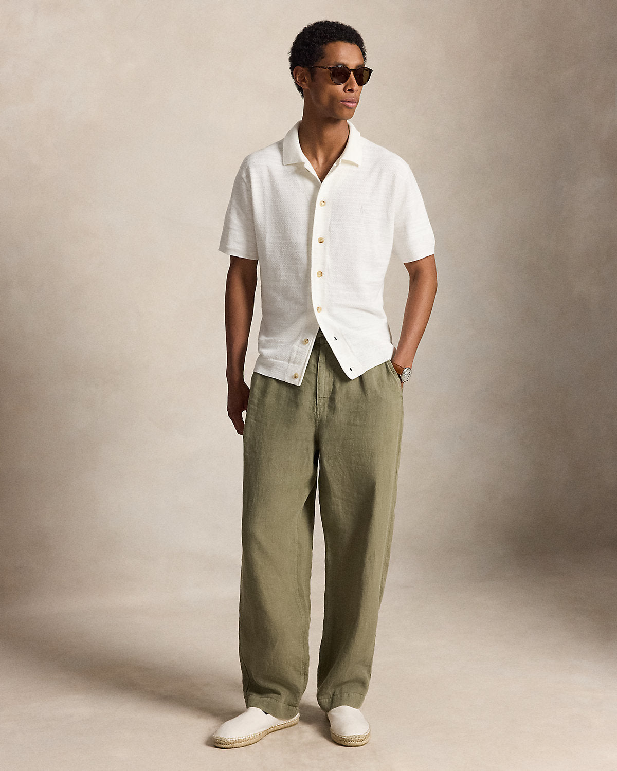 Cotton-Linen Camp Shirt Sweater
