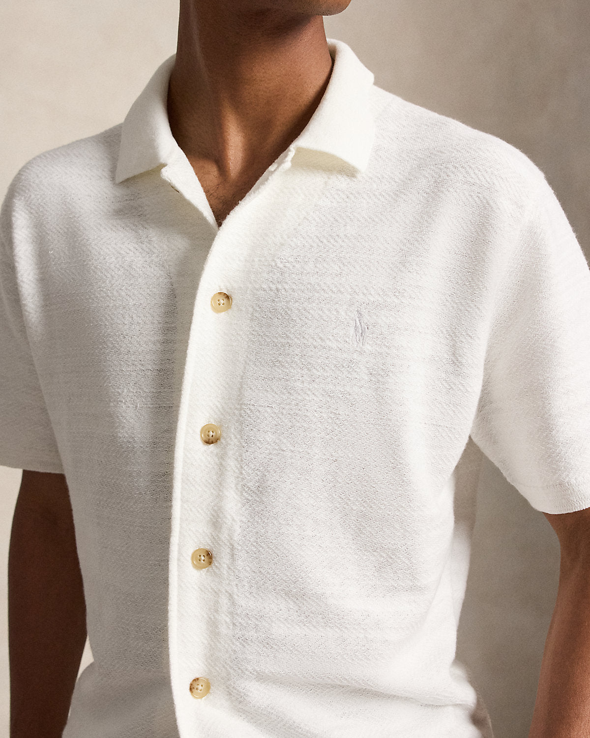 Cotton-Linen Camp Shirt Sweater