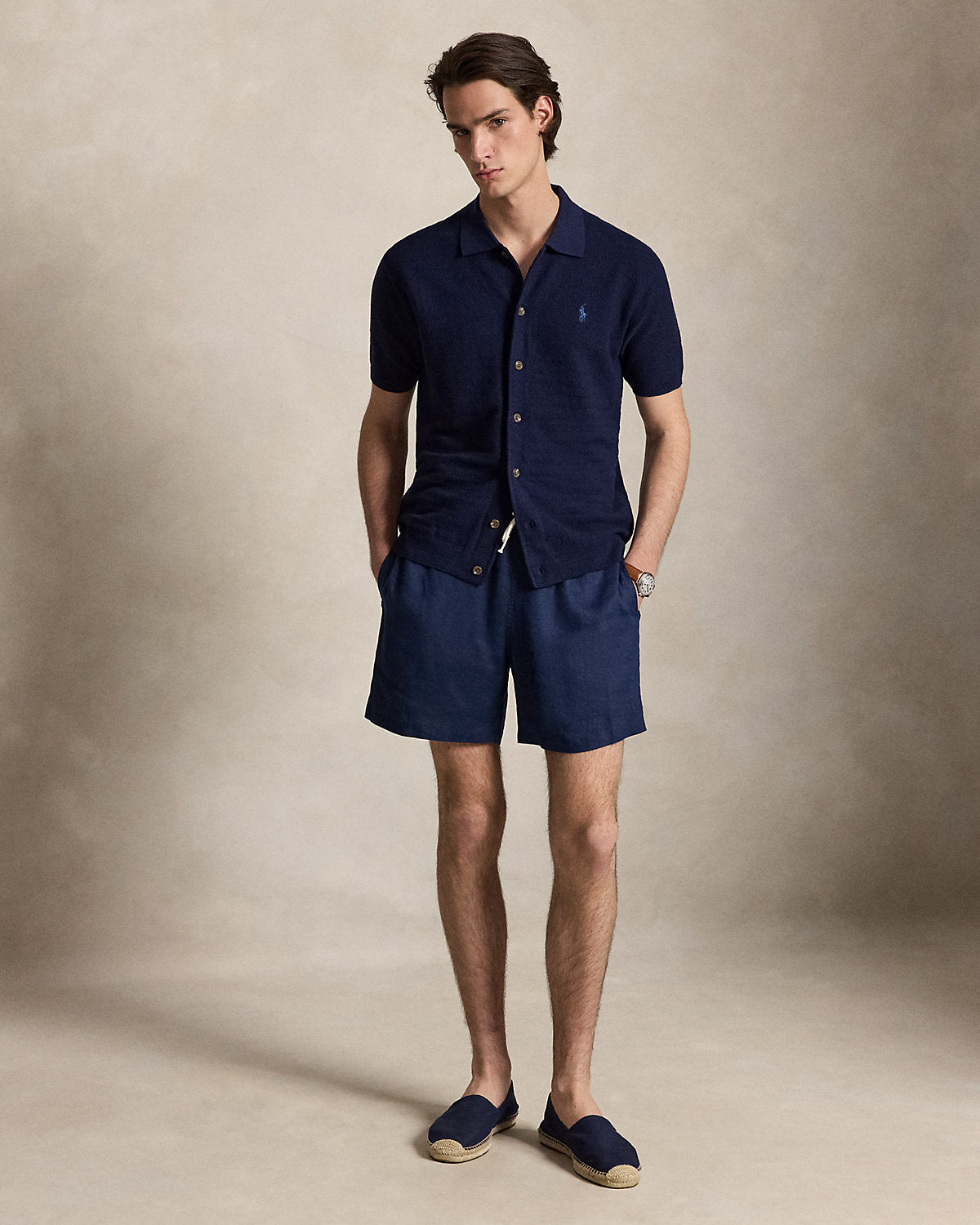 Cotton-Linen Camp Shirt Sweater