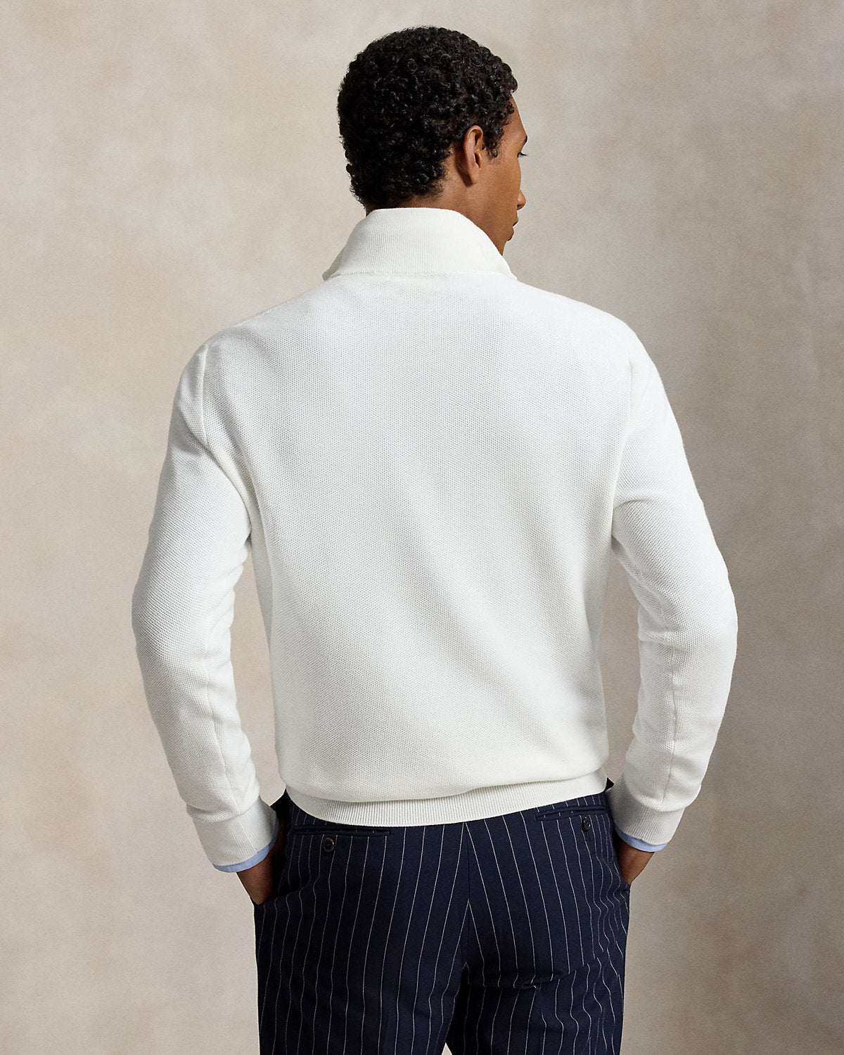 Mesh-Knit Cotton Quarter-Zip Sweater