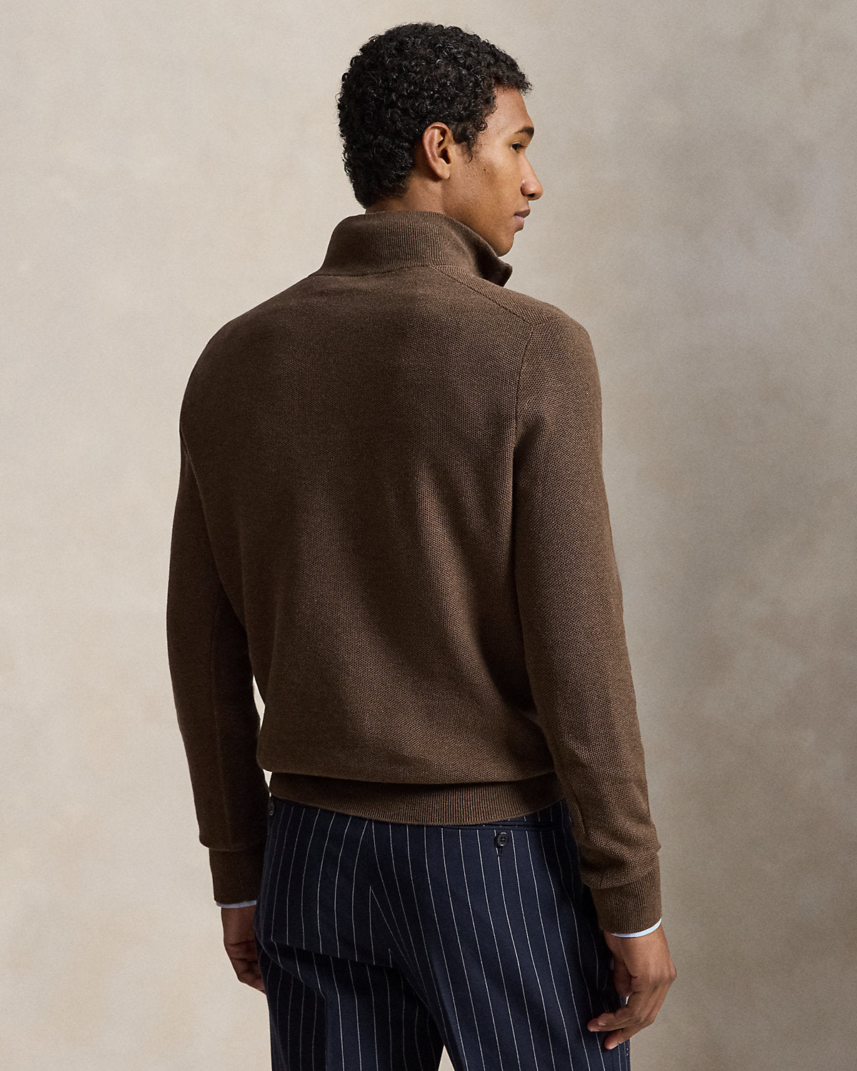 Mesh-Knit Cotton Quarter-Zip Sweater