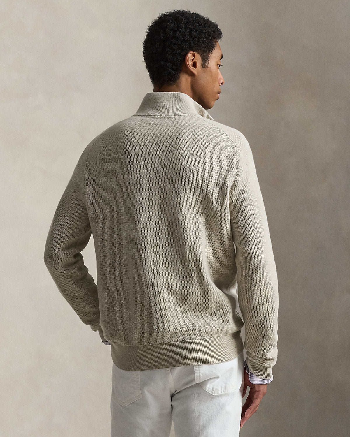 Mesh-Knit Cotton Quarter-Zip Sweater