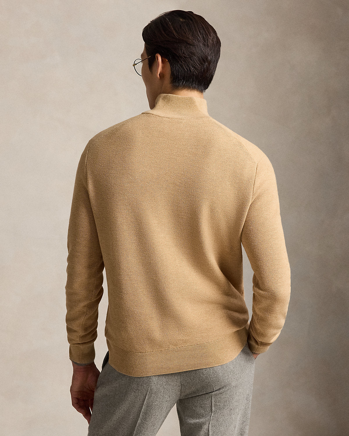 Mesh-Knit Cotton Quarter-Zip Sweater