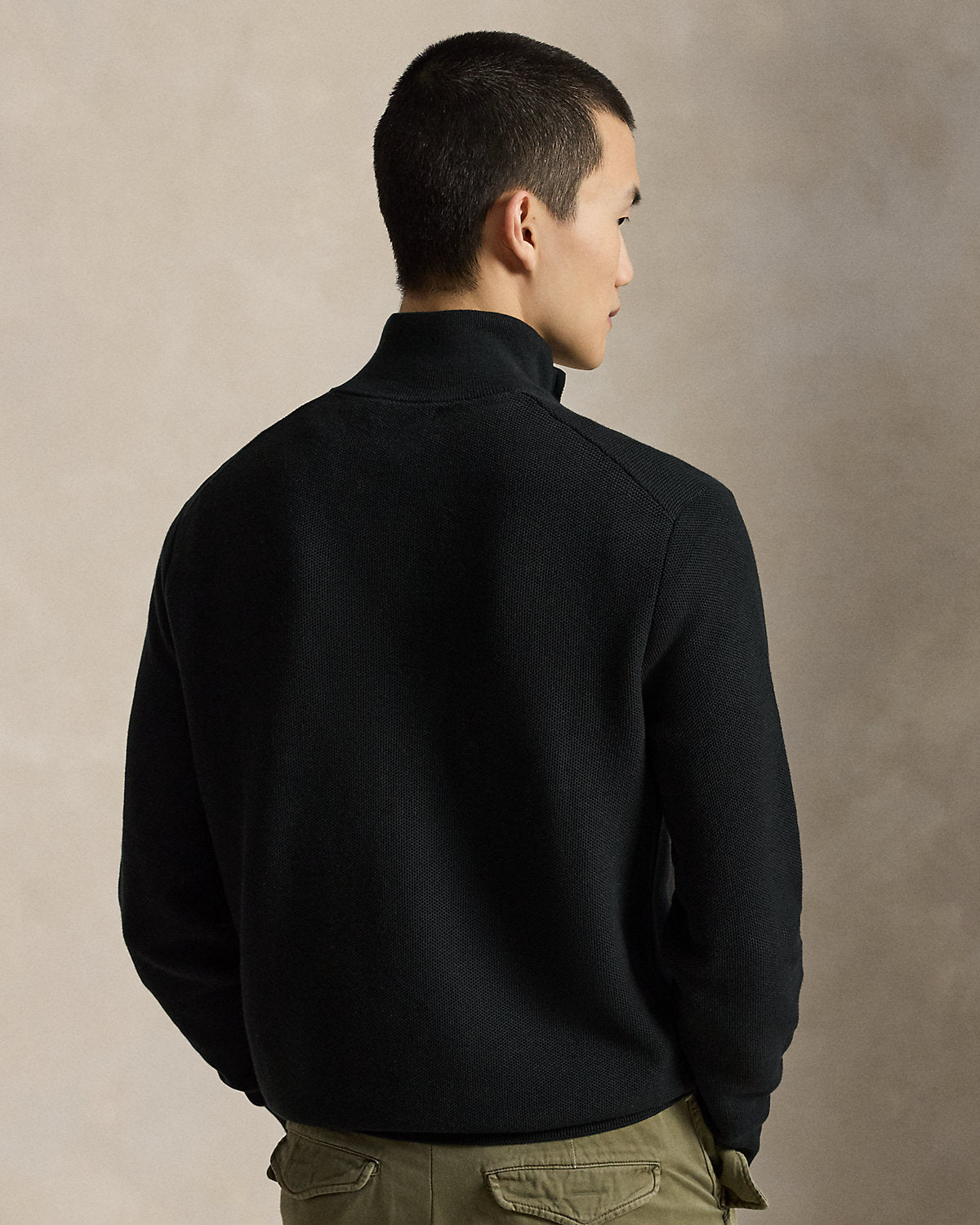 Mesh-Knit Cotton Quarter-Zip Sweater