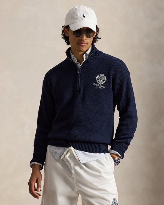 Relaxed Fit Cotton Quarter-Zip Sweater