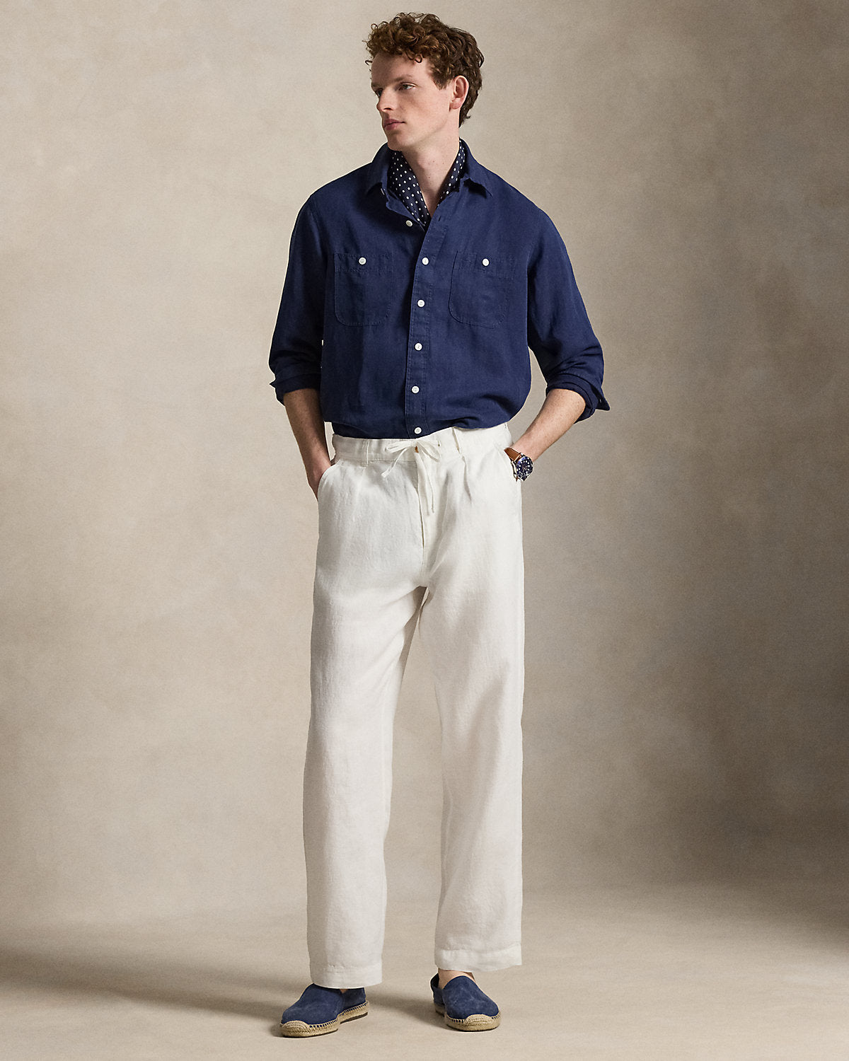 Classic Fit Linen-Silk Workshirt