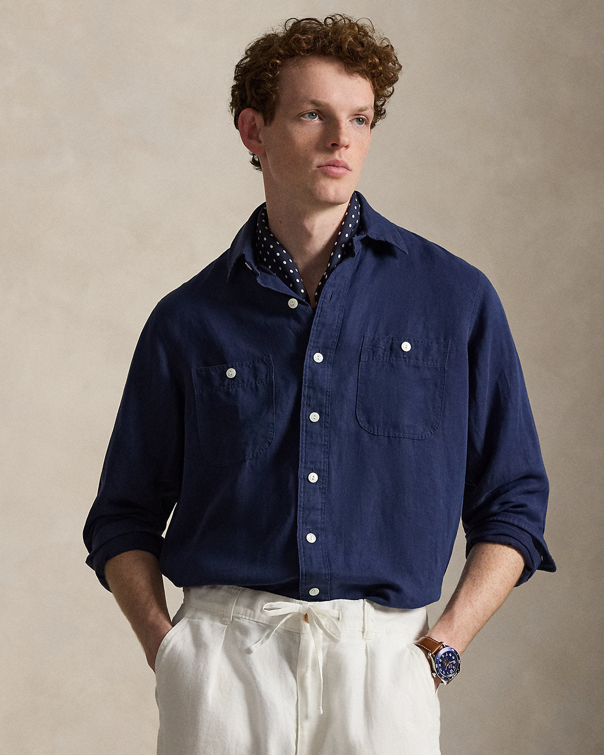 Classic Fit Linen-Silk Workshirt