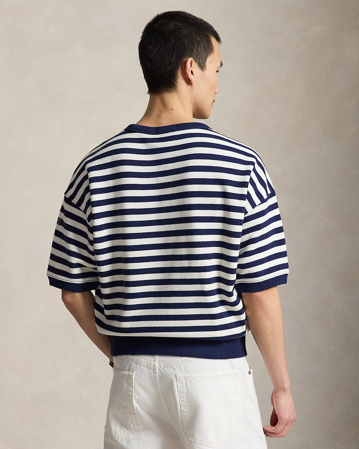 Relaxed Fit Striped Fleece Sweatshirt
