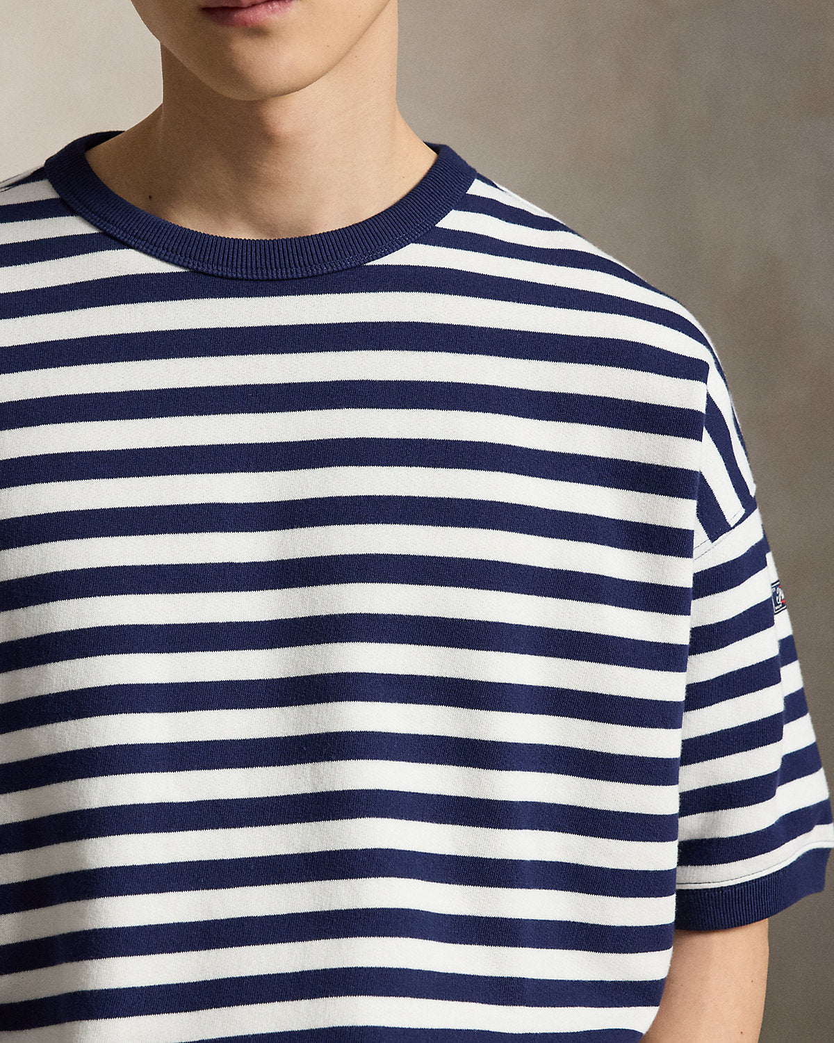 Relaxed Fit Striped Fleece Sweatshirt