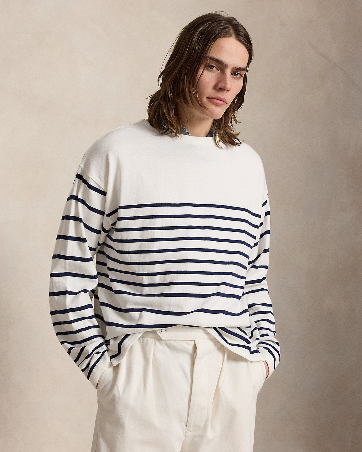 Relaxed Fit Striped Jersey Pullover
