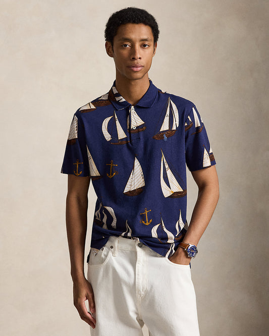 Standard Fit Sailboat Jersey Polo Shirt