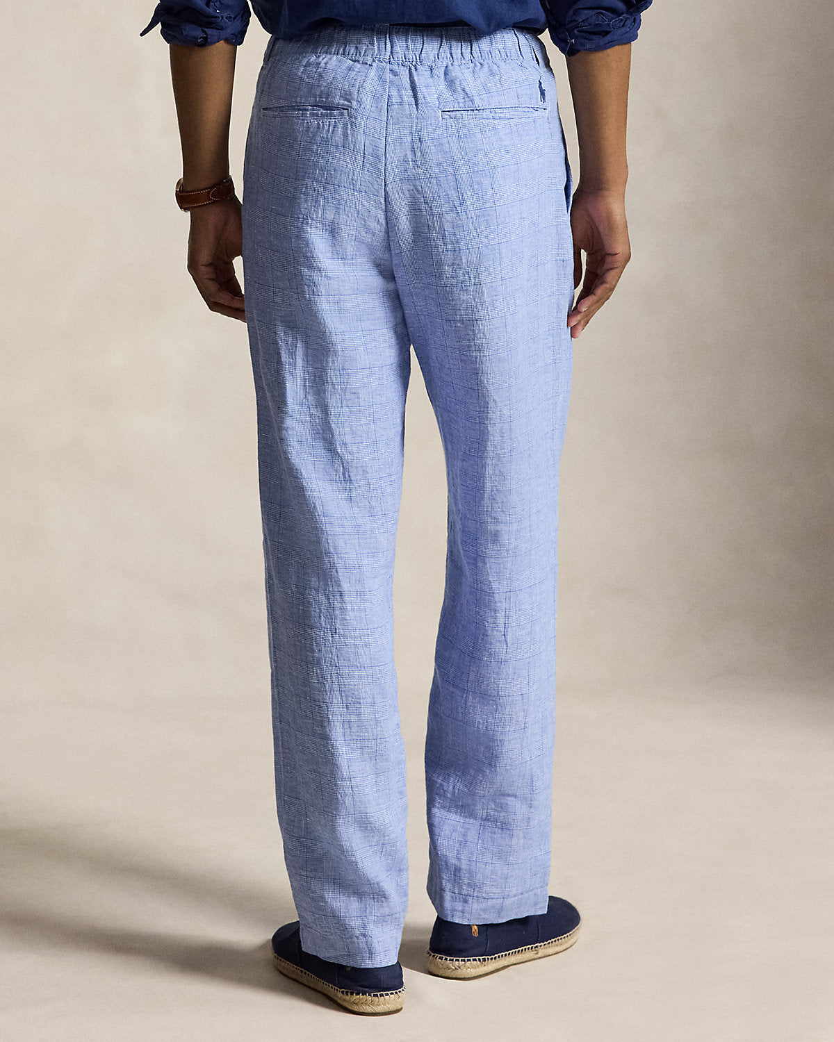 Lateef Relaxed Fit Plaid Linen Pant