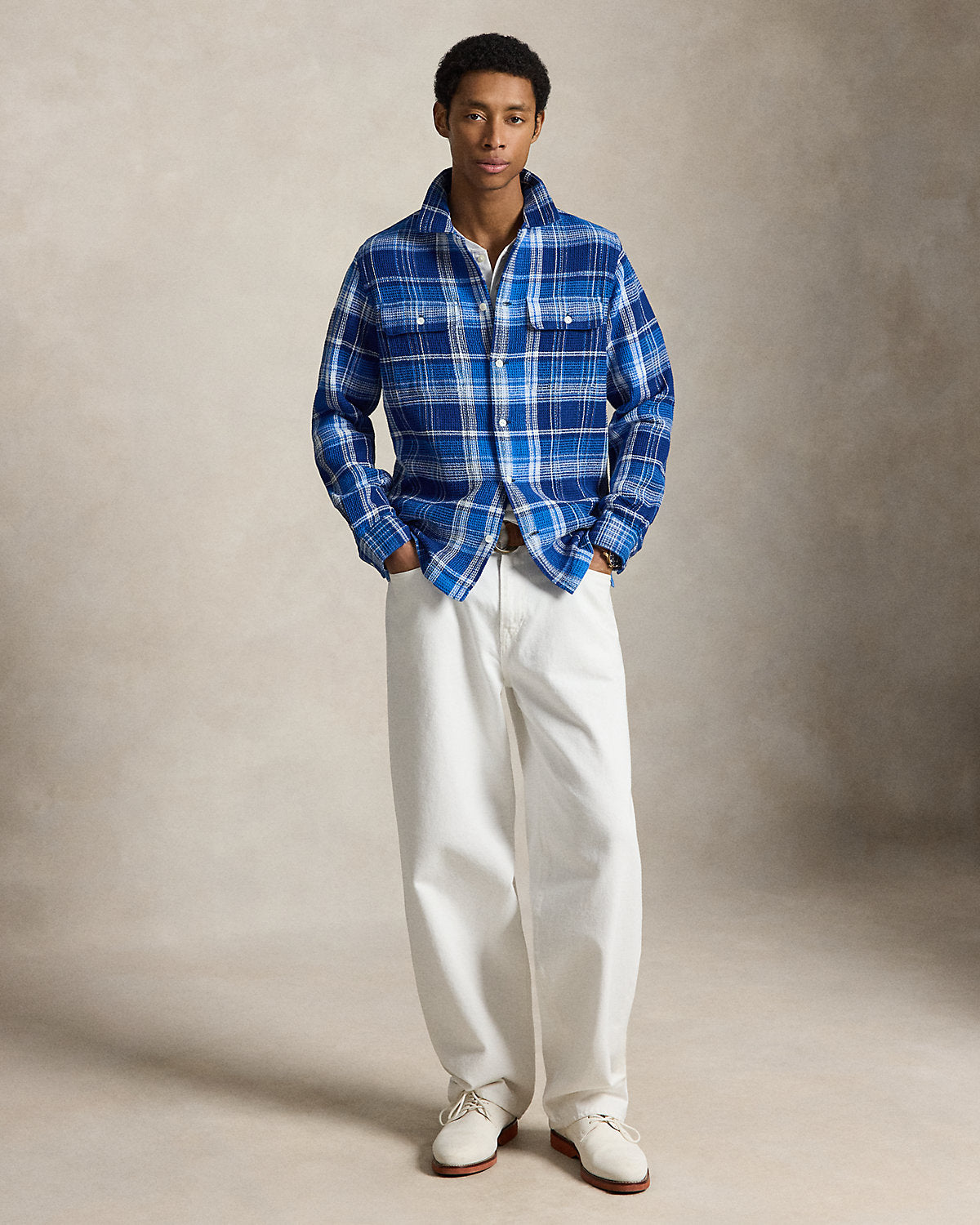 Classic Fit Plaid Textured Shirt