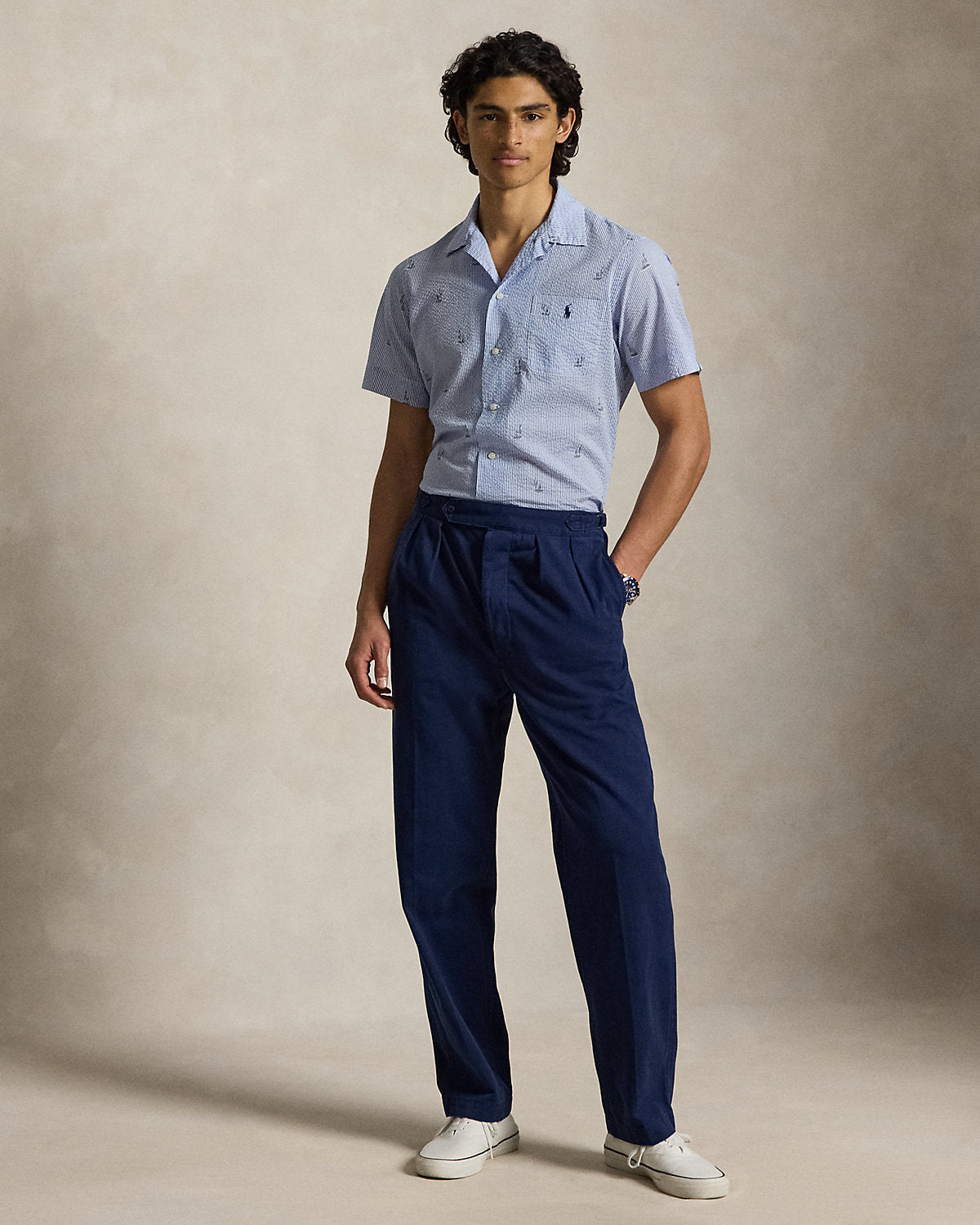 Classic Fit Sailboat Seersucker Shirt