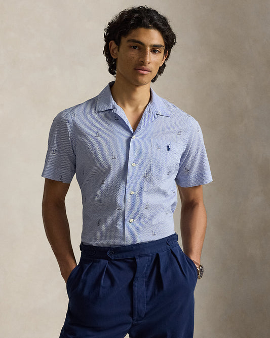 Classic Fit Sailboat Seersucker Shirt