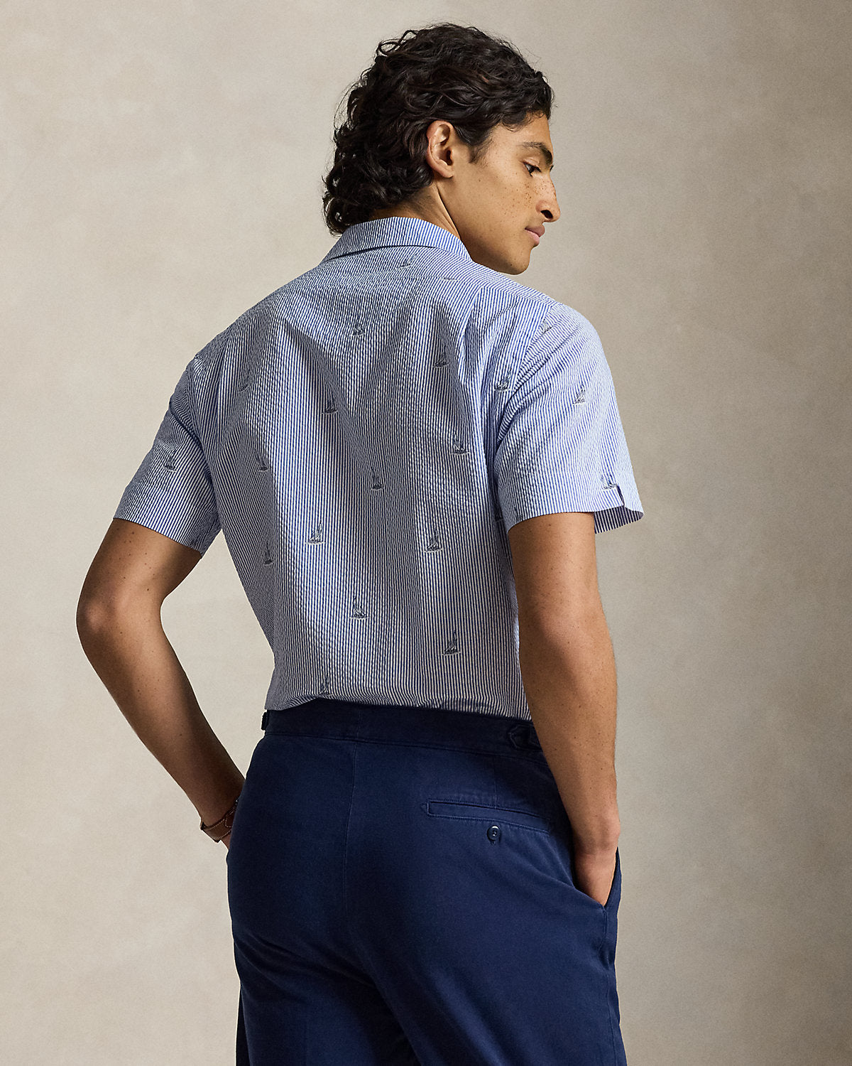 Classic Fit Sailboat Seersucker Shirt