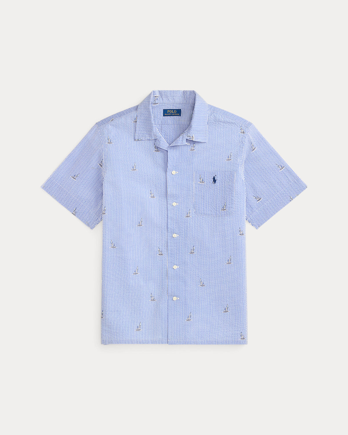 Classic Fit Sailboat Seersucker Shirt
