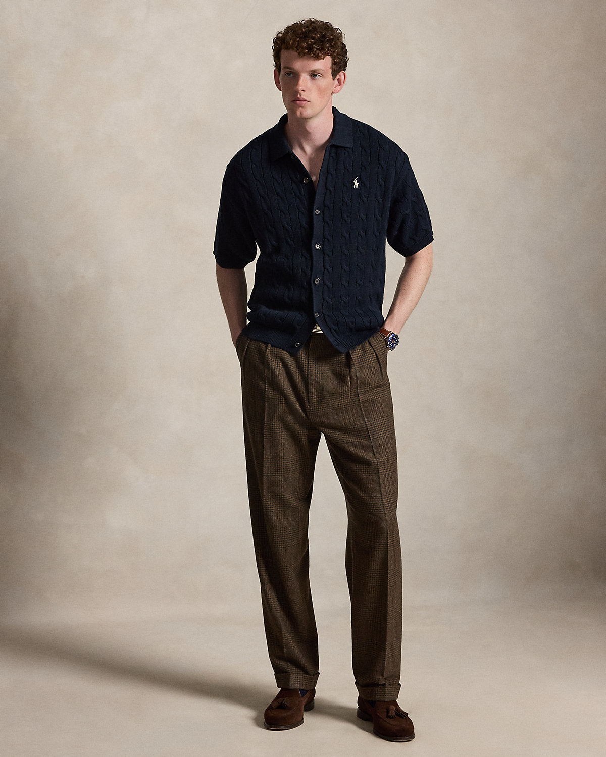 Relaxed Fit Cable-Knit Cotton Sweater