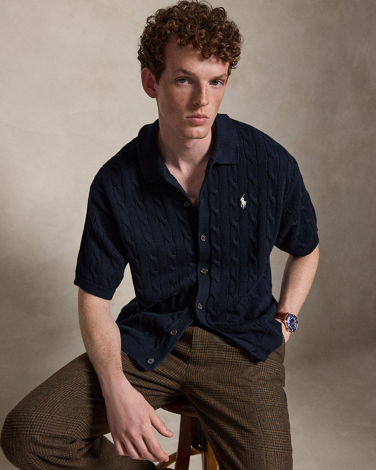 Relaxed Fit Cable-Knit Cotton Sweater