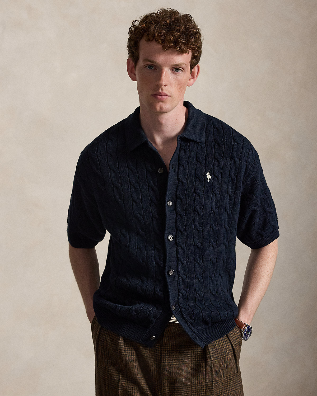 Relaxed Fit Cable-Knit Cotton Sweater