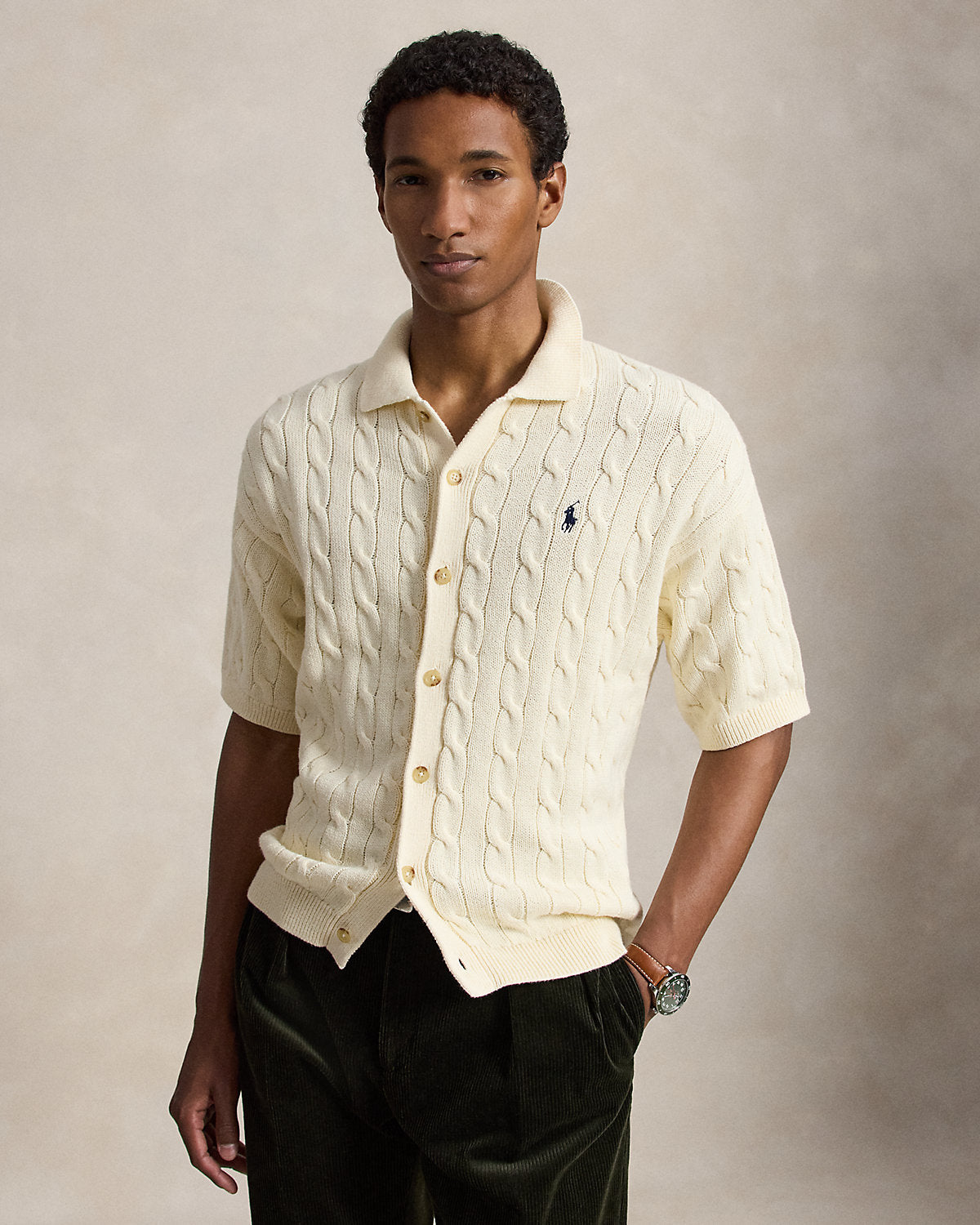 Relaxed Fit Cable-Knit Cotton Sweater