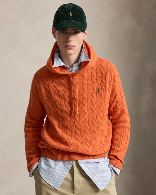 Cable-Knit Wool-Cashmere Hooded Sweater