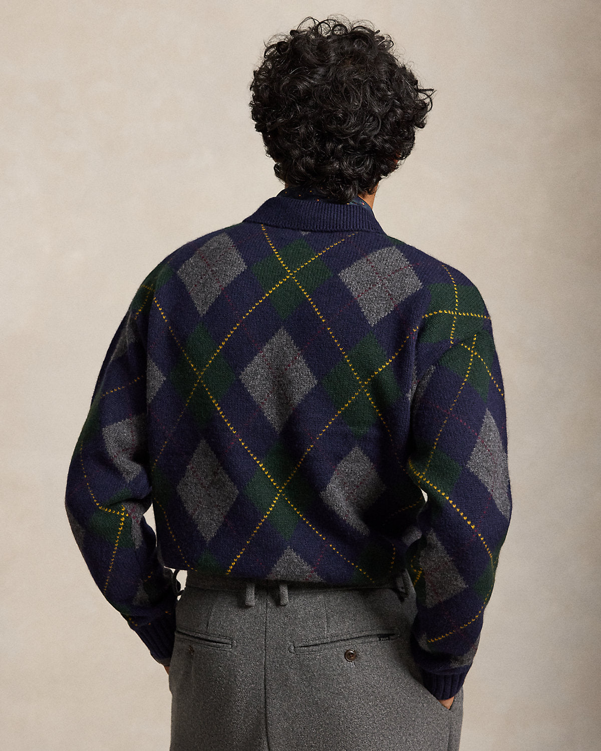 Relaxed Fit Argyle Wool-Mohair Sweater